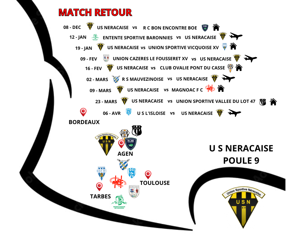 CALENDRIER MATCH RETOUR SENIORS