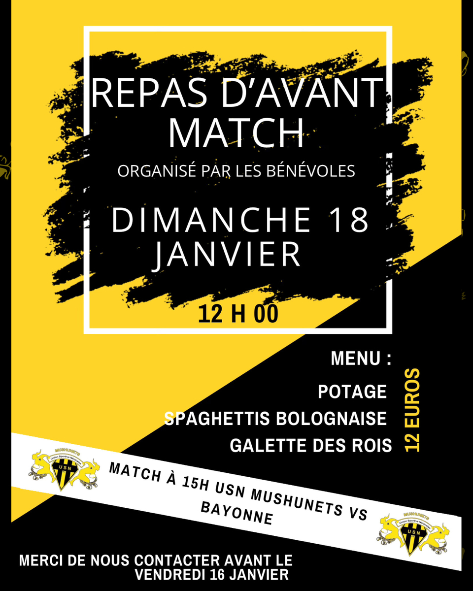 REPAS AVANT MATCH MUSHUNETS