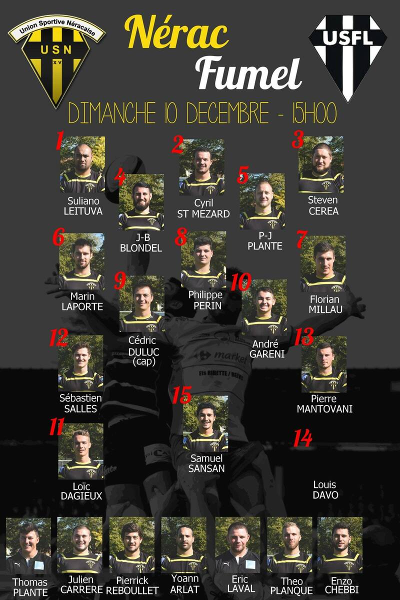 NERAC VS FUMEL 10 DECEMBRE 2017 LA COMPO