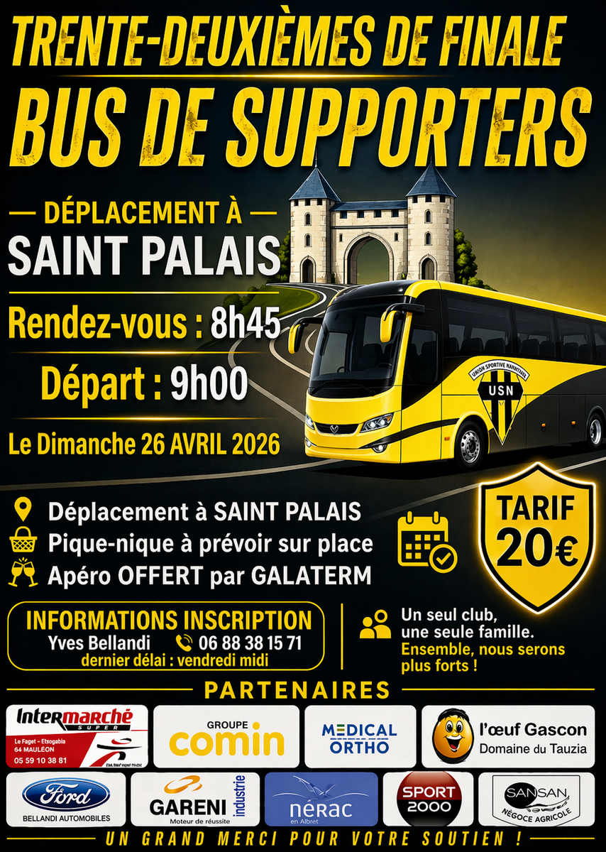 BUS DE SUPPORTERS POUR ST PALAIS