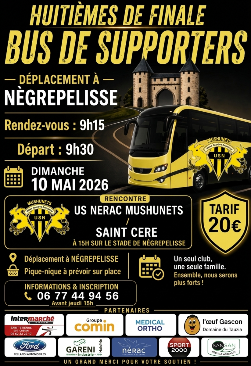 BUS DE SUPPORTERS POUR ST PALAIS