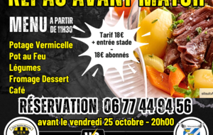 REPAS AVANT MATCH DIMANCHE 27 OCTOBRE