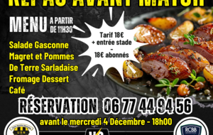 REPAS AVANT MATCH DIMANCHE 08 DECEMBRE