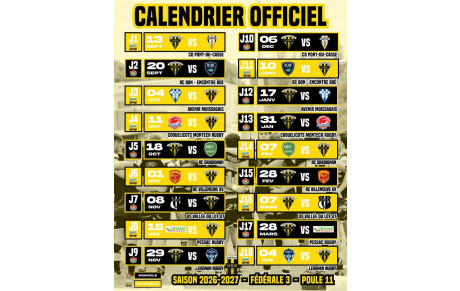 CALENDRIER OFFICIEL DE L'US NERAC